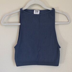 Cotton On Blue Ribbed Crop Top